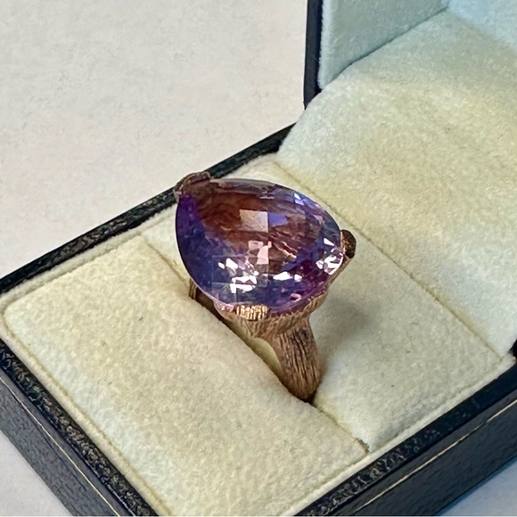 Sterling Silver Rose Gold Vermeil Amethyst Ring Size 6 - Picture 5 of 7